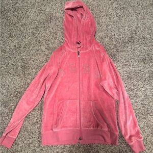 BCBGMaxAzria Pink Velour Hooded Jacket